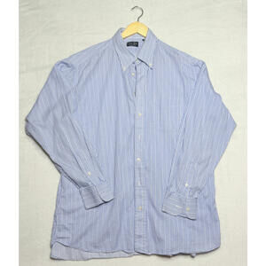 VTG Gitman Bros Men's Button down Shirt 17.5 35 XL Blue White Stripe Made in USA